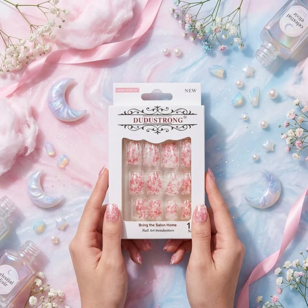 Pink Floral Nails