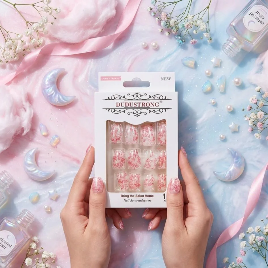 Pink Floral Nails