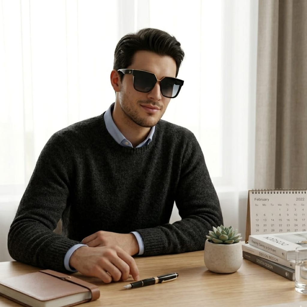 Black rectangle sunglasses