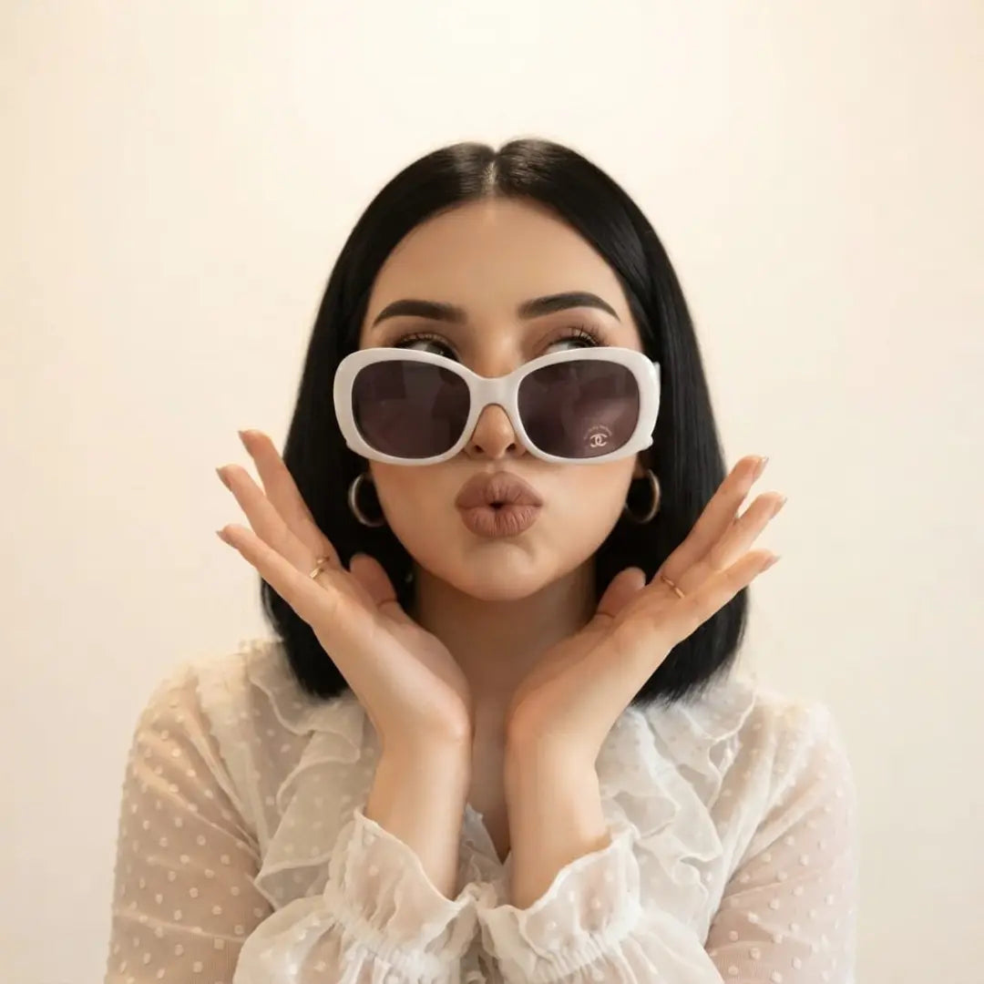 White Chanel square sunglasses