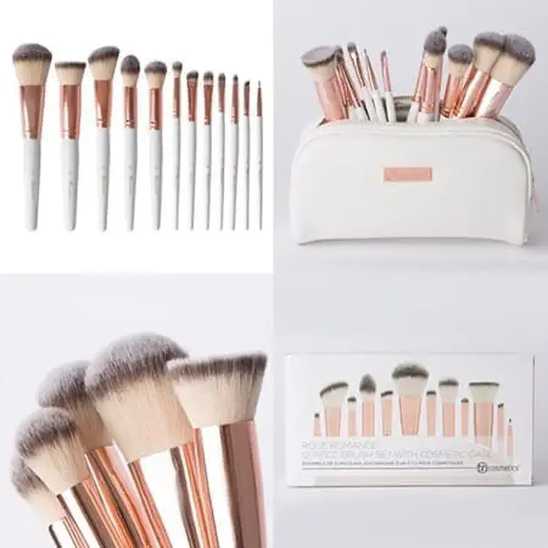 BH Cosmetics Rose Gold Brushes Set with Zipper Pouch