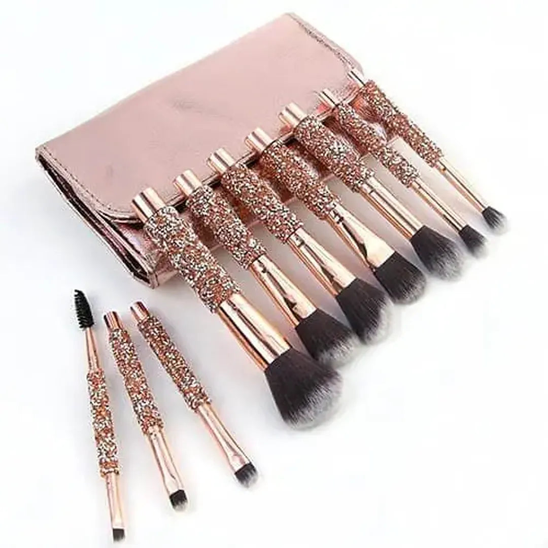 Bedazzled Diamond Glitter Makeup Brushes Set