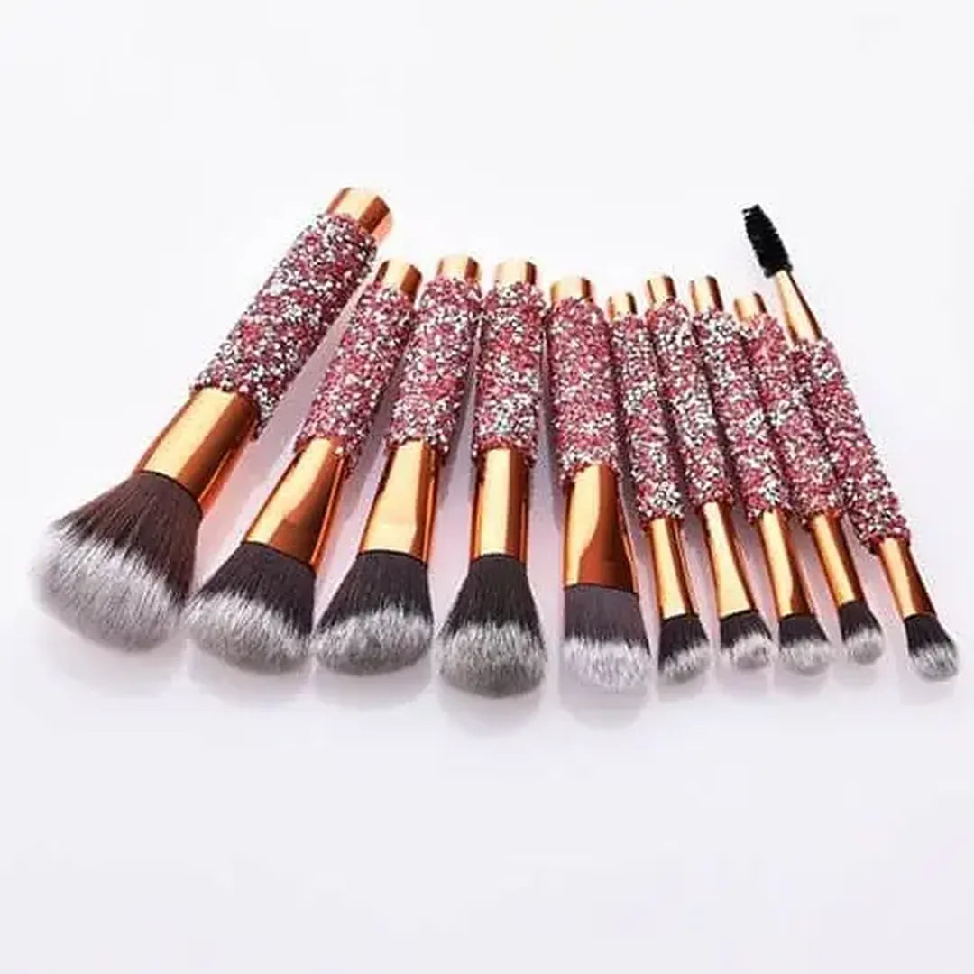 Bedazzled Diamond Glitter Makeup Brushes Set