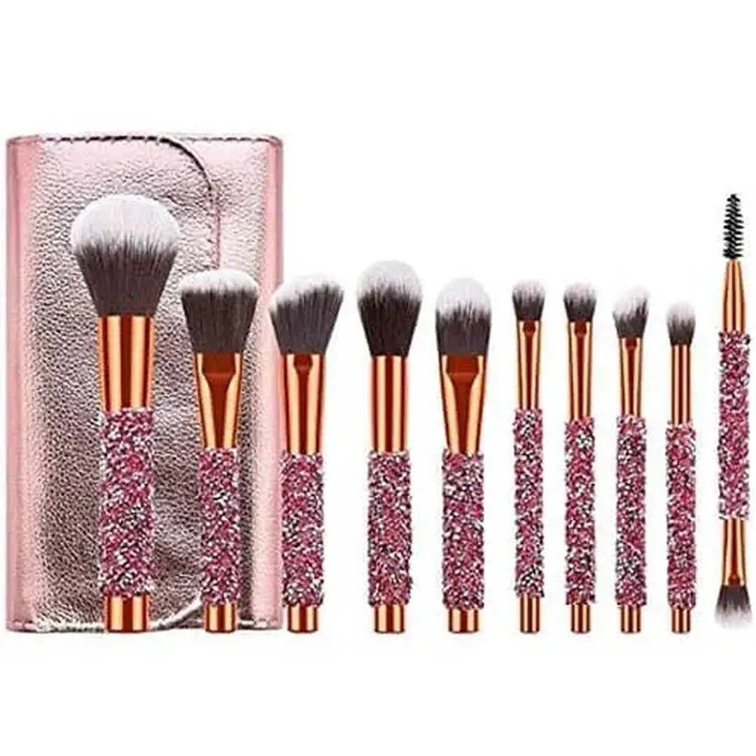 Bedazzled Diamond Glitter Makeup Brushes Set