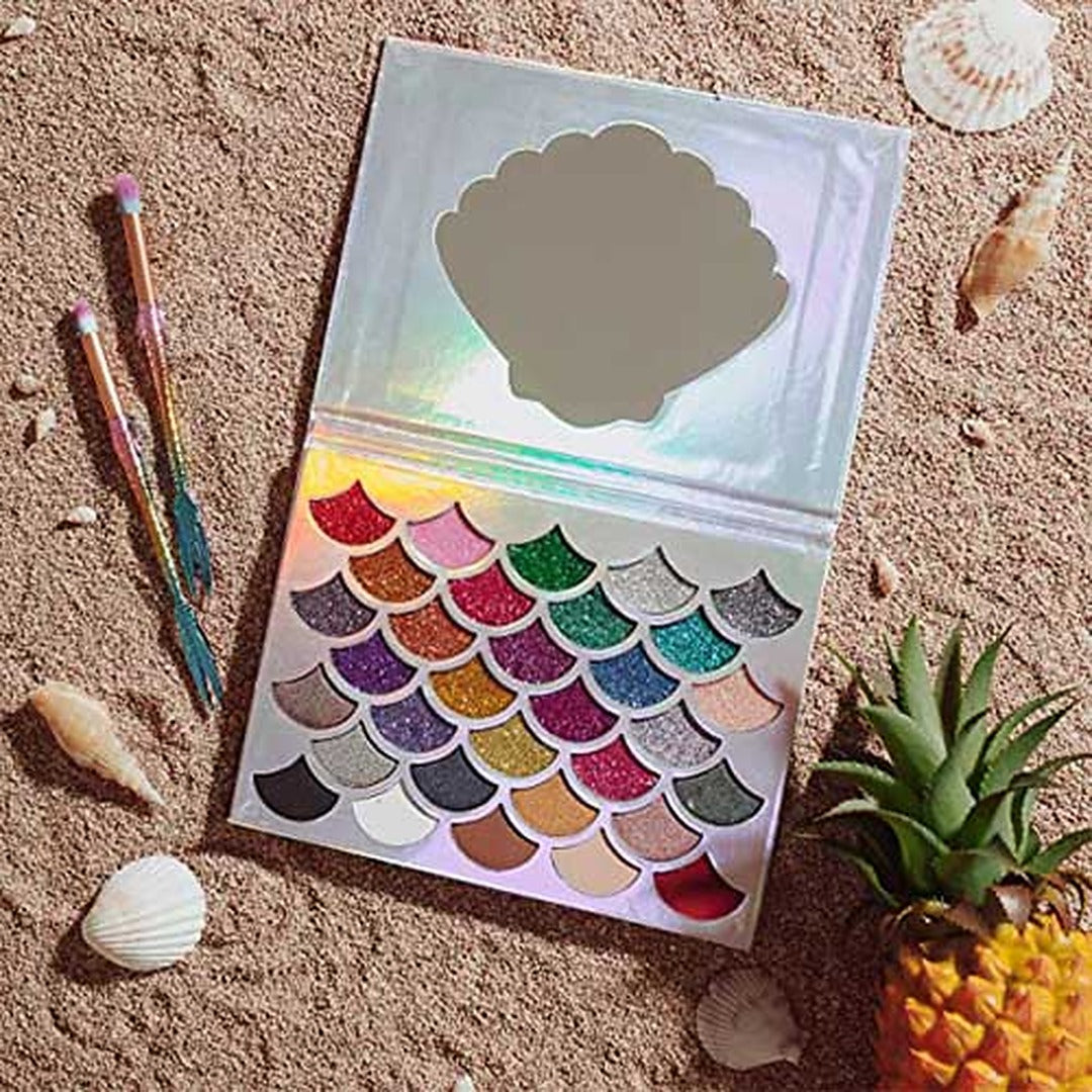 Mermaid Glitter Matte Eye Shadow Palette-Cleof Cosmetics 32 Colors + Matte & Shimmery Eyeshades
