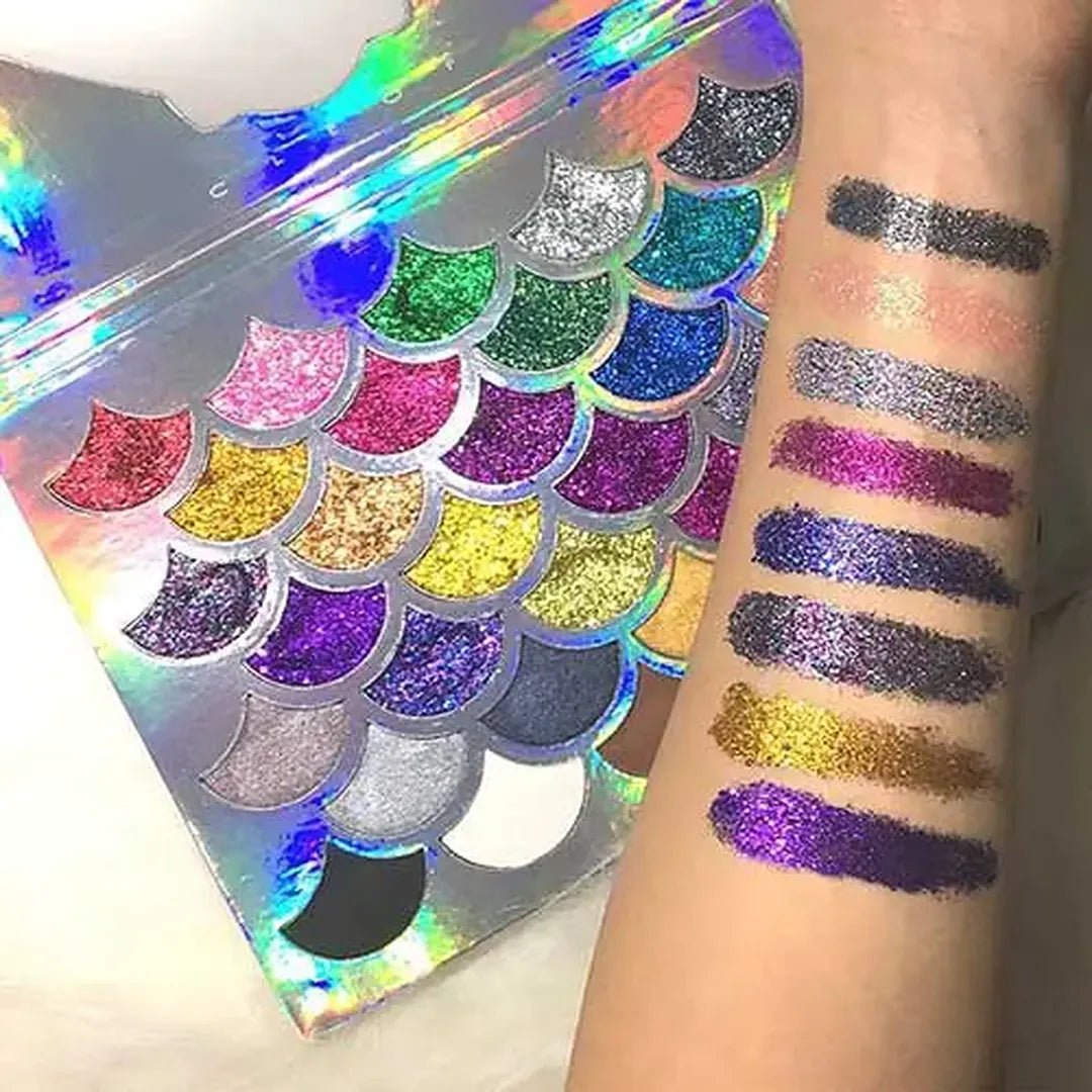 Mermaid Glitter Matte Eye Shadow Palette-Cleof Cosmetics 32 Colors + Matte & Shimmery Eyeshades