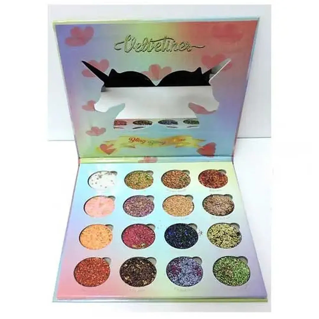 Lime Crime Velvetines Unicorn Glitter Eye Shadow Palette 16 Colors