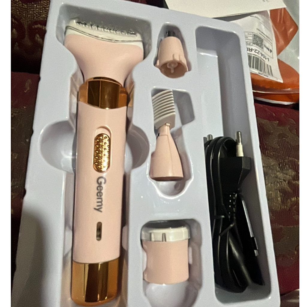 Progemei GM-3074 - 4In1 Rechargeable Electric Epilator Hair Shaver For Ladies Nose & Ear/ Eyebrow Hair Trimmer Remover