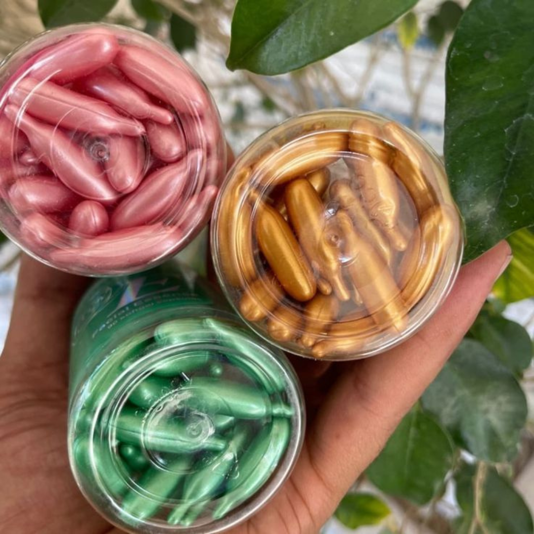 Hair Capsules in Pink and Yellow