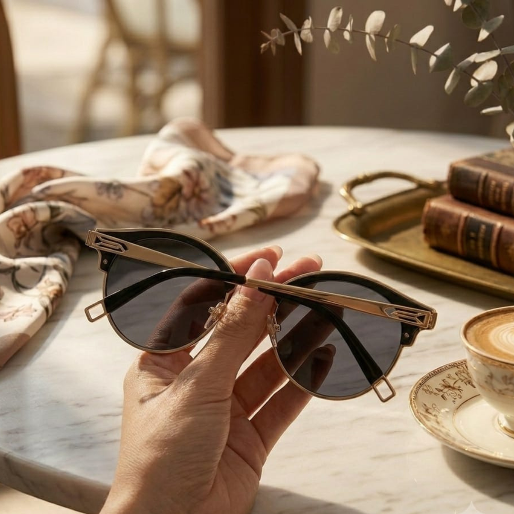 Vegoos Stella-Metal oval sunglasses for women