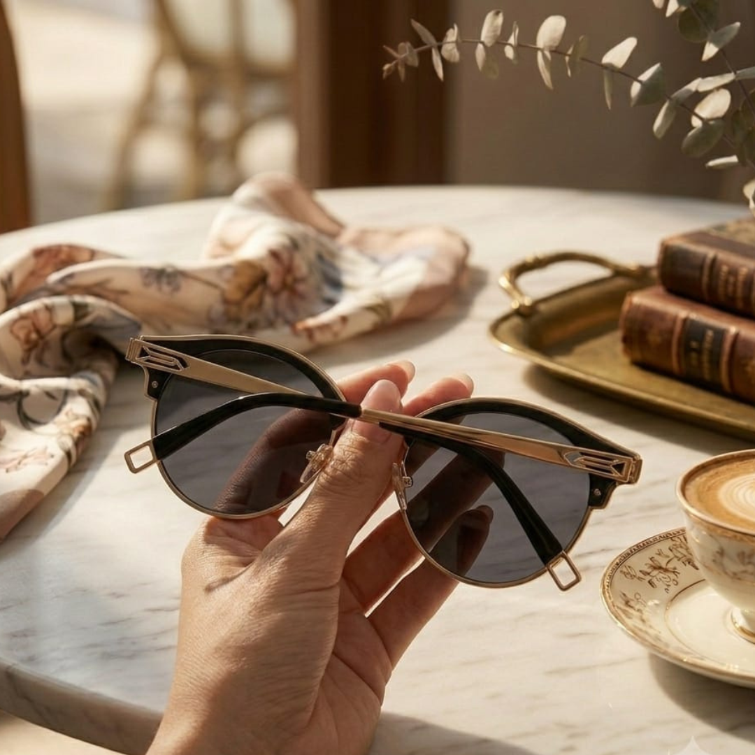 Vegoos Stella-Metal oval sunglasses for women