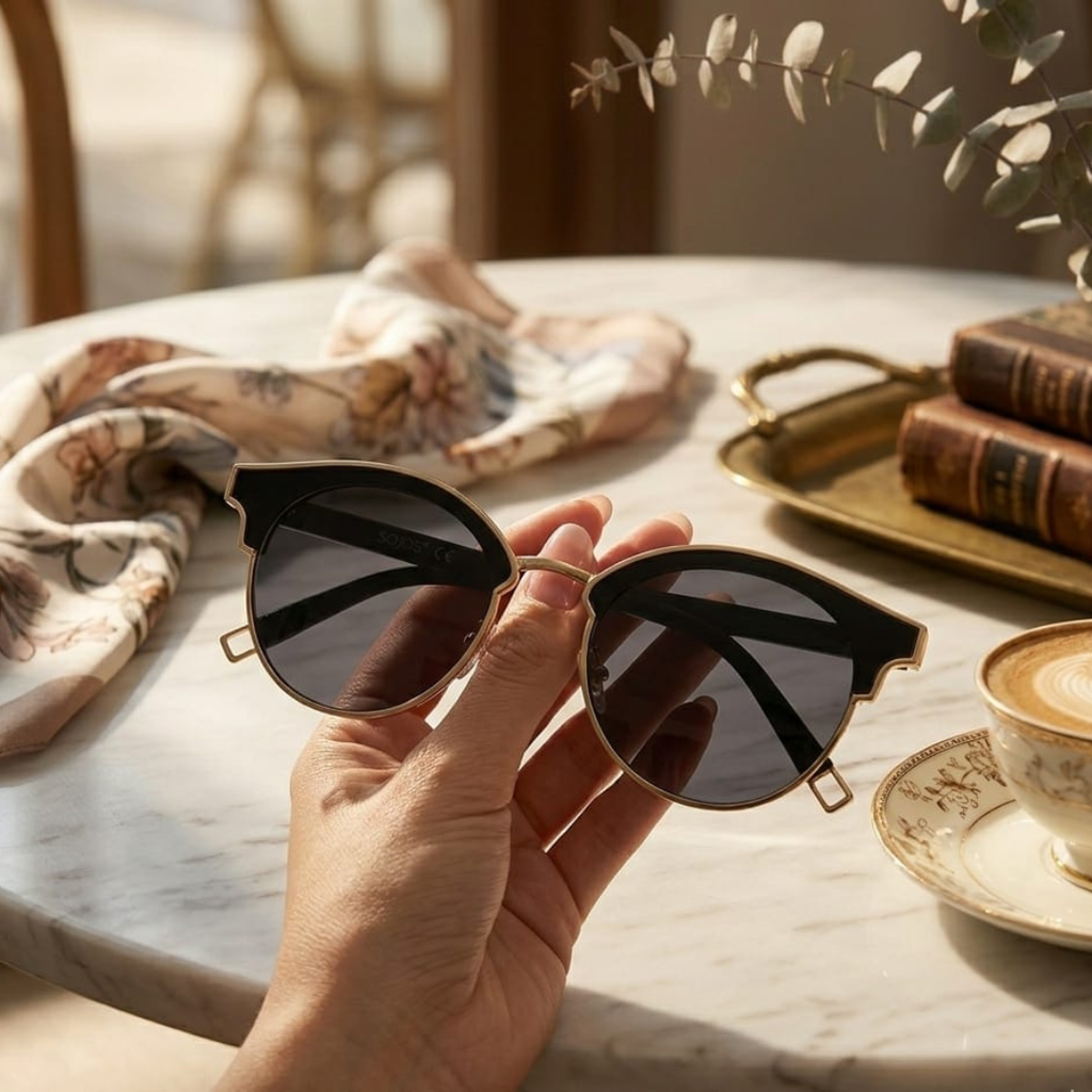 Vegoos Stella-Metal oval sunglasses for women