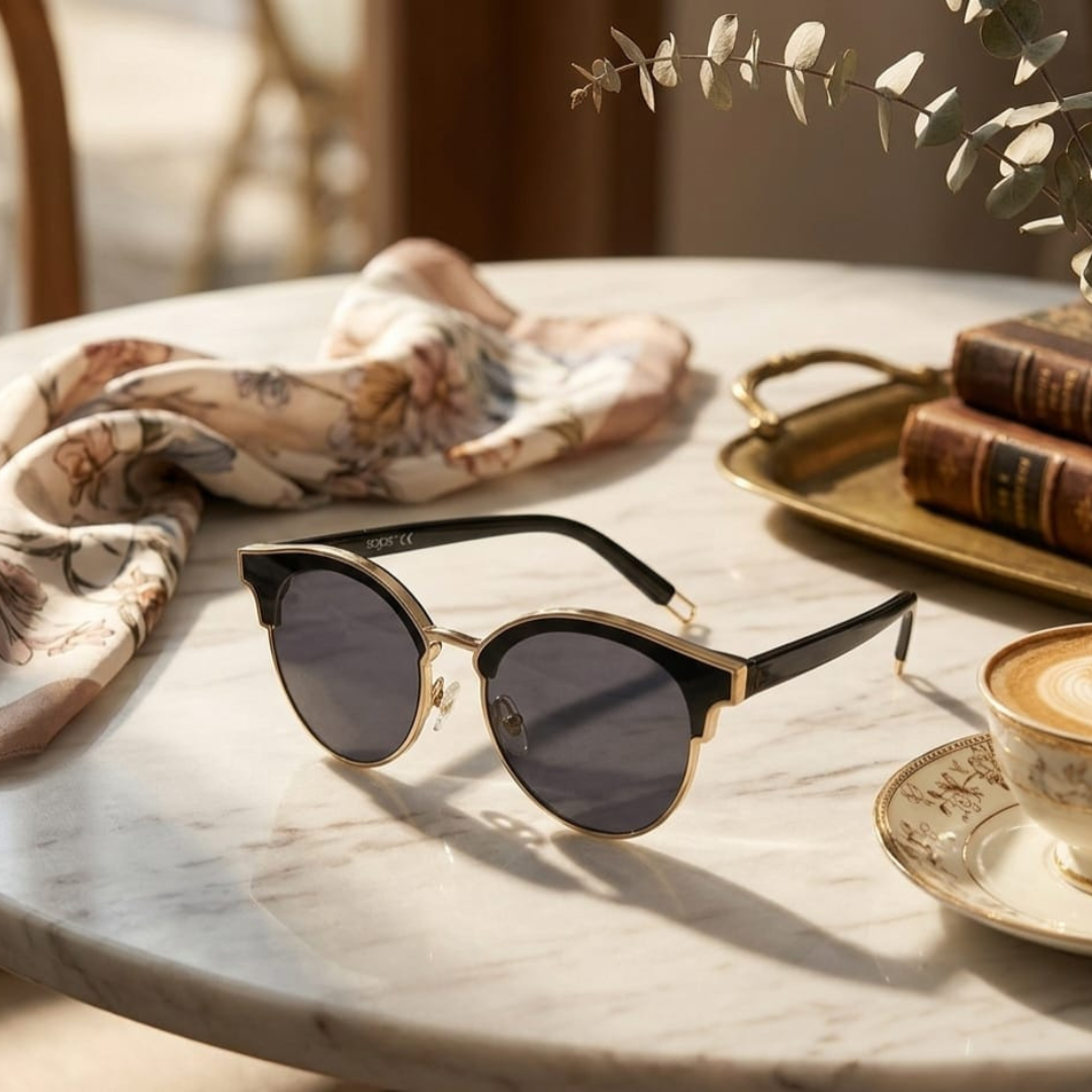Vegoos Stella-Metal oval sunglasses for women