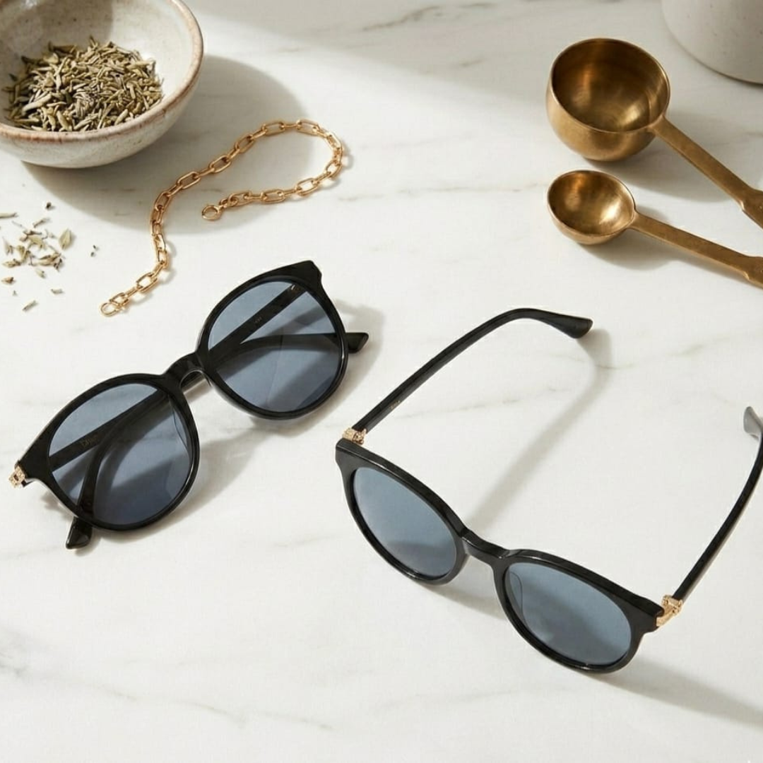 Lyrasphere Black Female Round Sunglasses