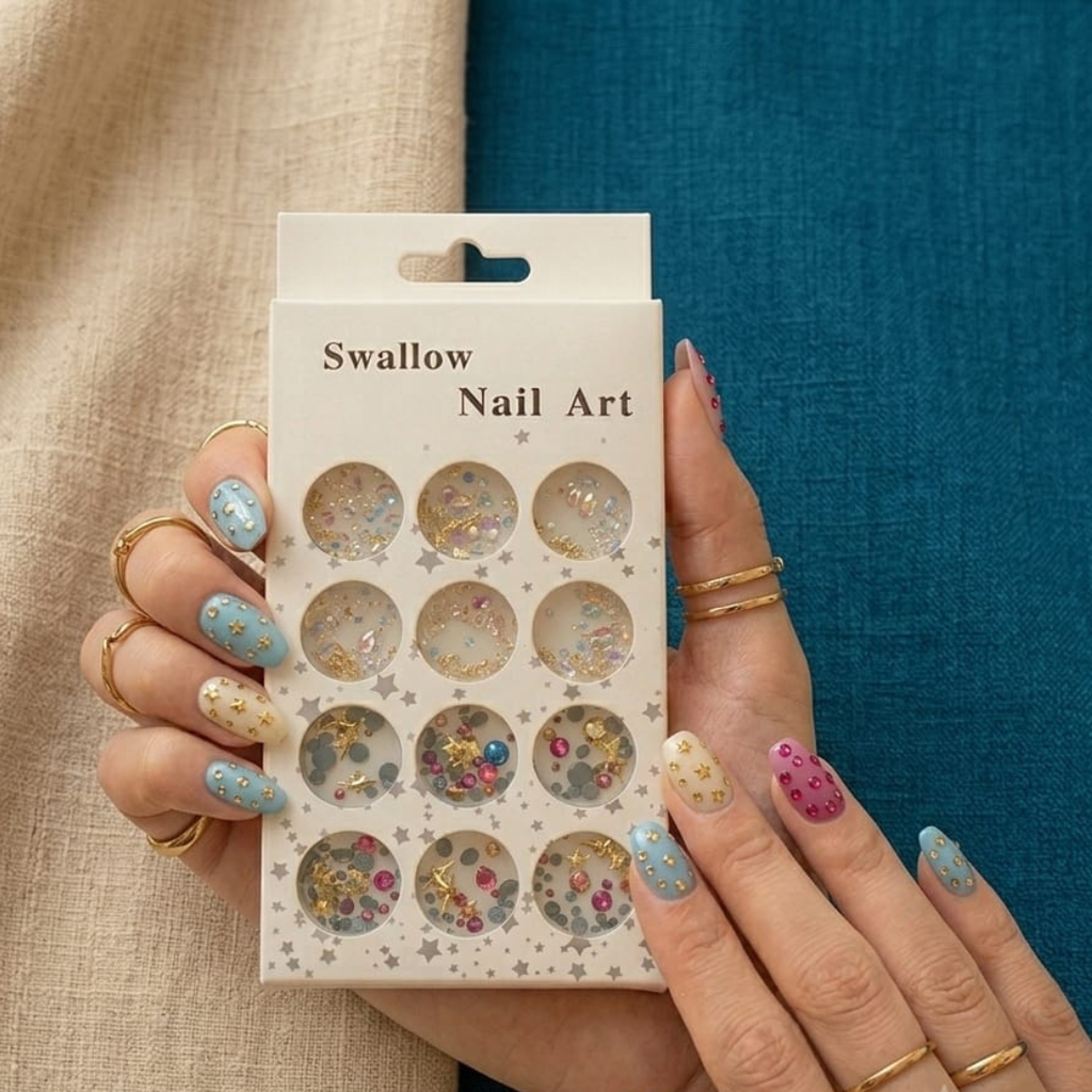 Swallow Multi Beads Nail Art