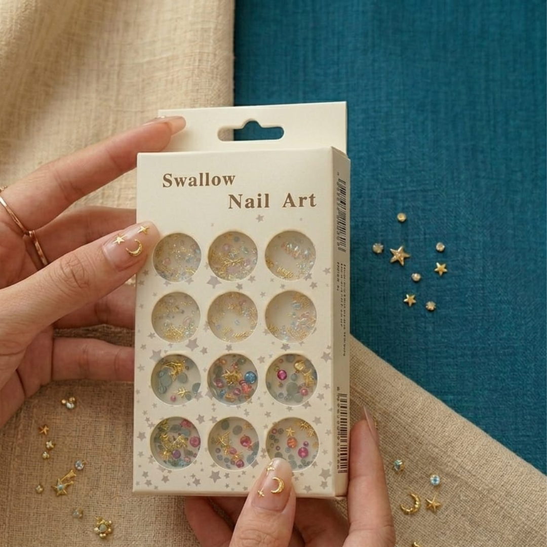 Swallow Multi Beads Nail Art