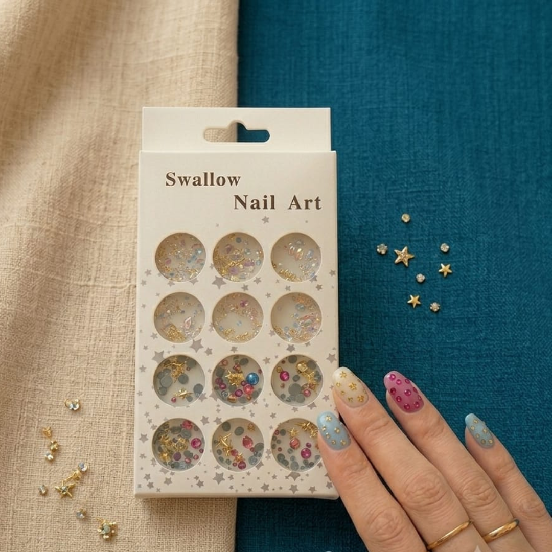 Swallow Multi Beads Nail Art