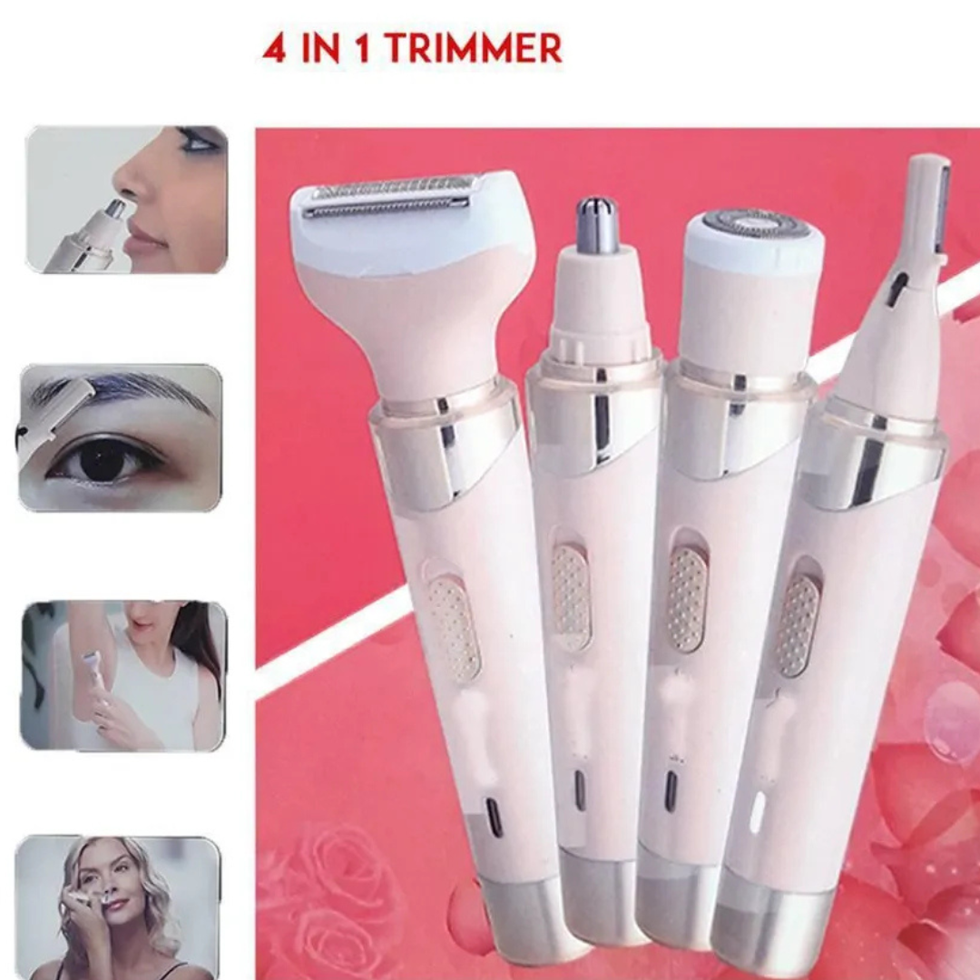 Progemei 4In1 Rechargeable Electric Epilator Hair Shaver For Ladies Nose & Ear/ Eyebrow Hair Trimmer Remover