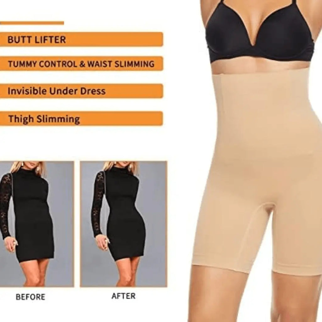 Women’s Tummy Control Shapewear Waisted Body Shaper for Thigh Slimming Underwear