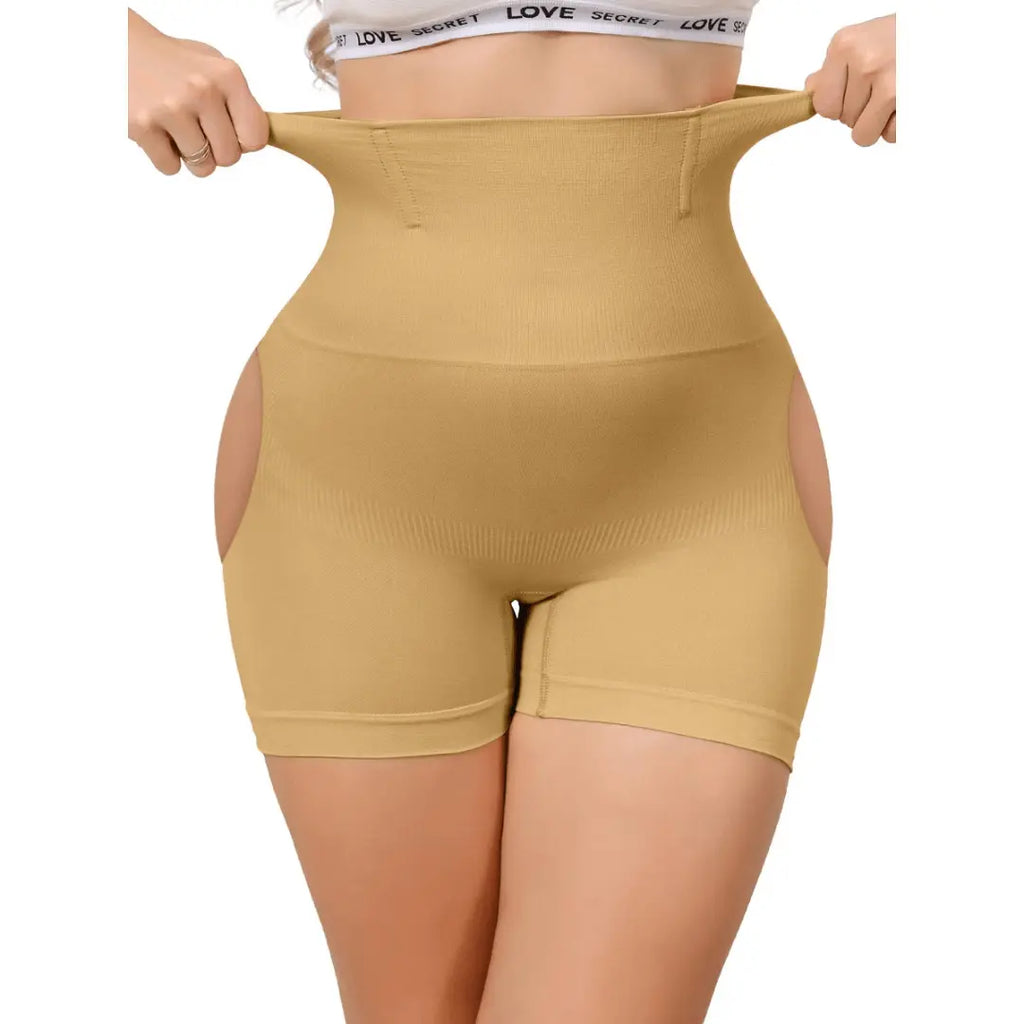 Women's High Waisted Thigh Slimmer Tummy Control Under Dress Shorts Butt Lifting Body Shaper Small Beige