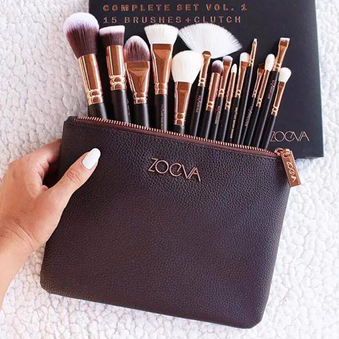 Zoeva Brush Set Brown 15 Piece with Bag