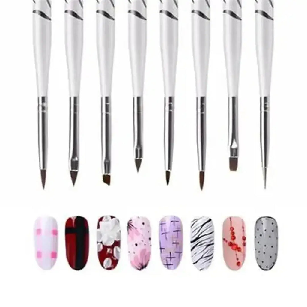 Acrylic 3d Nail Art Brush Set 8 Pieces