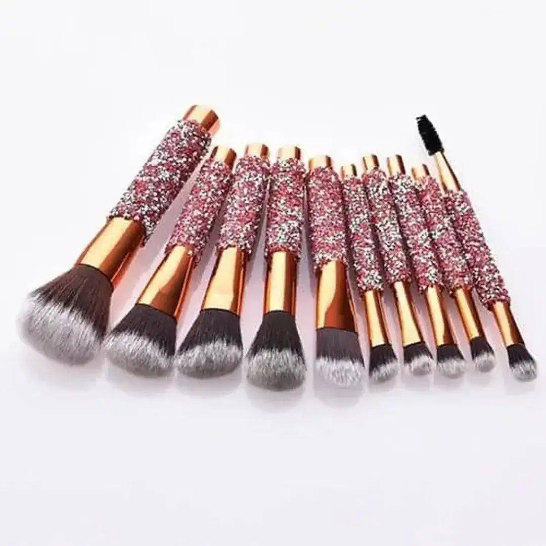 Bedazzled Diamond Glitter Makeup Brushes Set