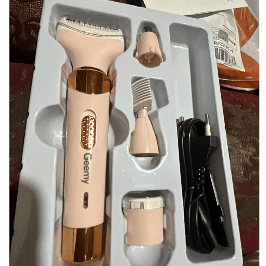 Progemei 4In1 Rechargeable Electric Epilator Hair Shaver For Ladies Nose & Ear/ Eyebrow Hair Trimmer Remover - Cosmera.store