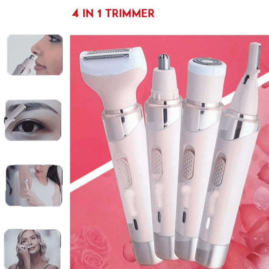 Progemei 4In1 Rechargeable Electric Epilator Hair Shaver For Ladies Nose & Ear/ Eyebrow Hair Trimmer Remover - Cosmera.store